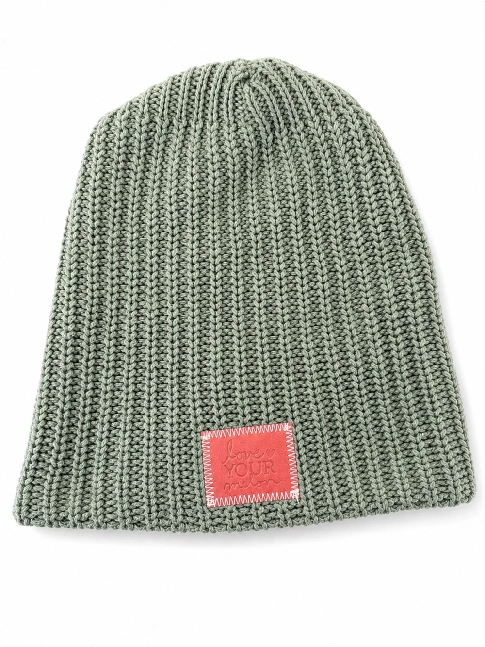 Love Your Melon Green Chunky Knit Slouchy Beanie 100% Cotton Made in USA Unisex